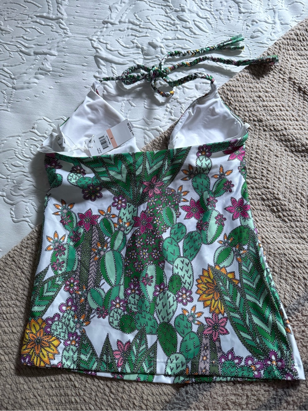 Trina Turk Green White Floral Cactus Swim Top - Picture 7 of 8